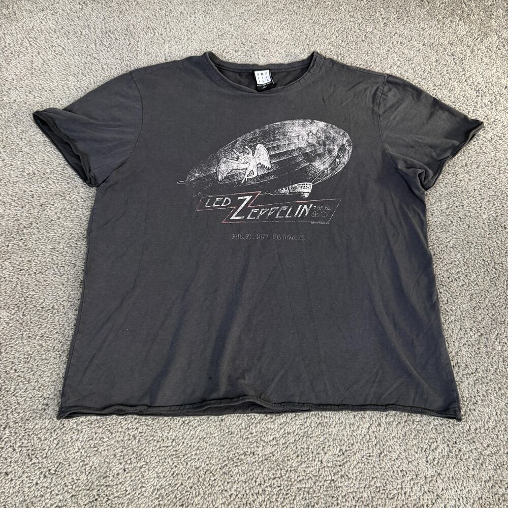 Led Zeppelin Amplified Shirt Mens 2XL Black 1977 Tour Blimp Graphic Tee Top